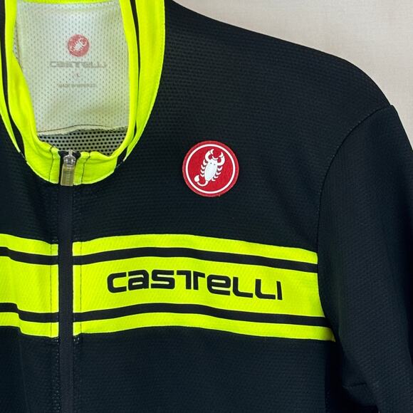 Castelli Cycling Jersey Large Short Sleeve Full Zip Black Neon Yellow Scorpion - Picture 3 of 12